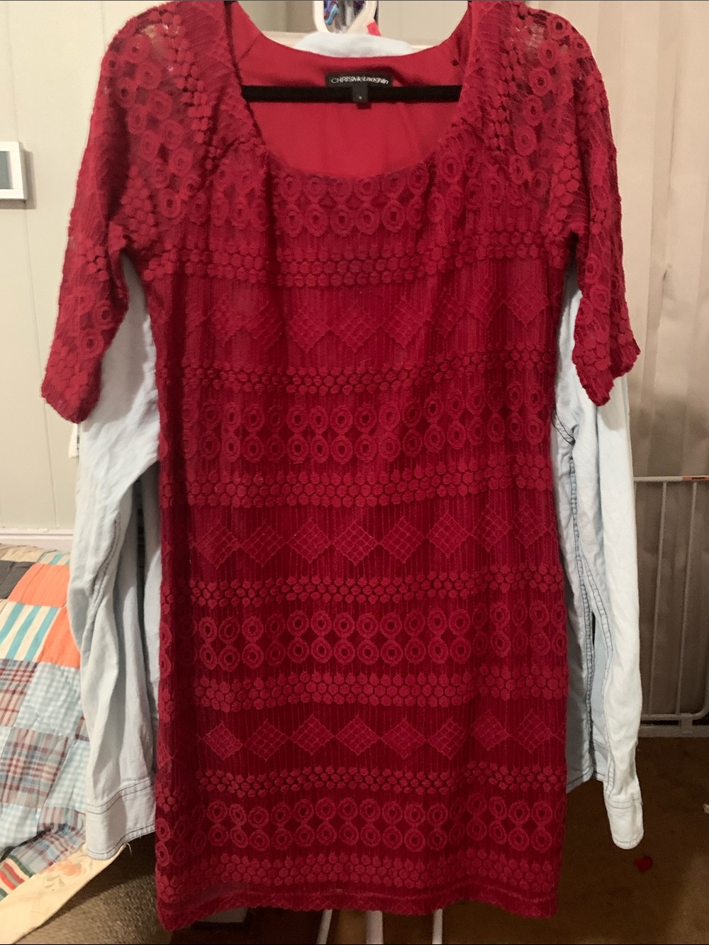 Chris McLaughlin Red Lace Short Sleeve Dress